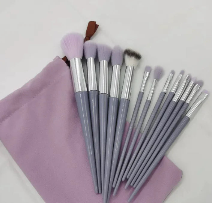 13 PCs Purpleflower Holly Leaf Makeup Brushes Suit Soft Hair